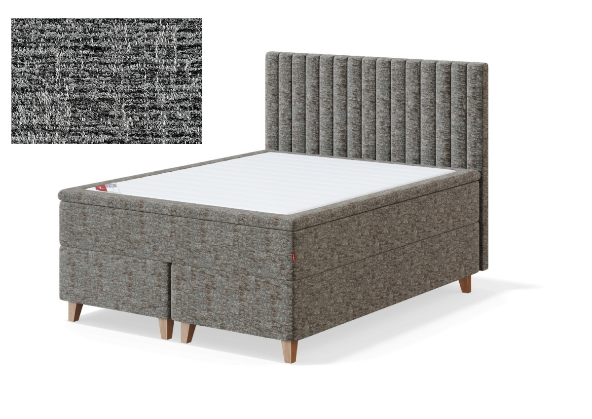 Sleepwell kontinentaalvoodi BLACK CONTINENTAL (8 jalaga), 160x200x55cm, AVOLA tumehall, pehme