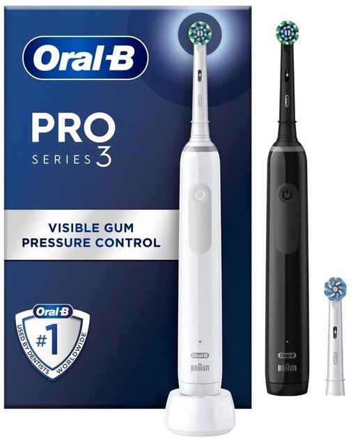 Braun hambahari Oral-B Electric Toothbrush | Pro 3 3900 must/valge Duopack | Rechargeable | täiskasvanutele | 3tk | Number of teeth brushing modes 3 | must/valge