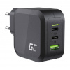 Green Cell Power charger roheline Cell GC PowerGaN 65W 2x USB-C Power Delivery, 1x USB-A compatible with Quick Charge 3.0