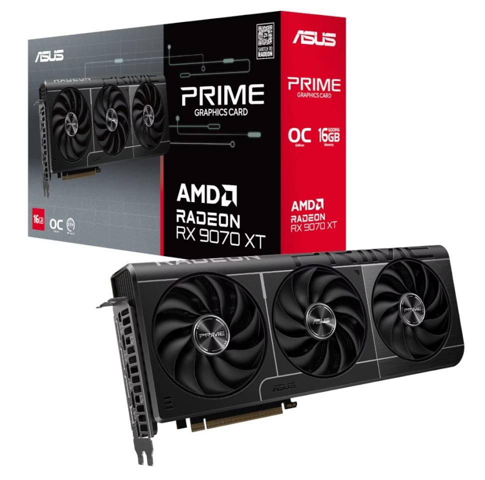 Asus videokaart Radeon RX 9070 XT Prime OC 16GB GDDR6 PCI-Express