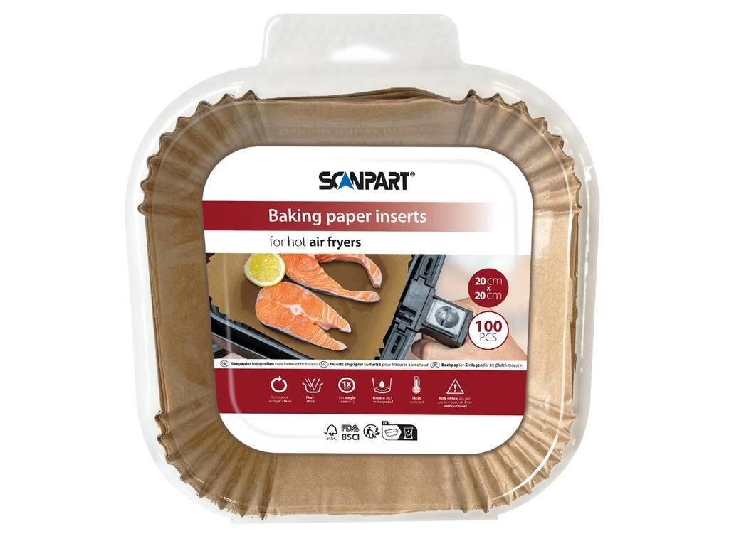 Scanpart küpsetuspaberid kuumaõhufritüürile 2910070005 Baking Paper for Hot Airfryers, 20x20cm