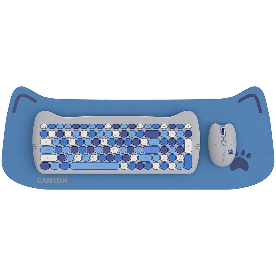 Canyon klaviatuur HSET-W6 +Mouse Kitty Edition AAA+АА Wireless Blue
