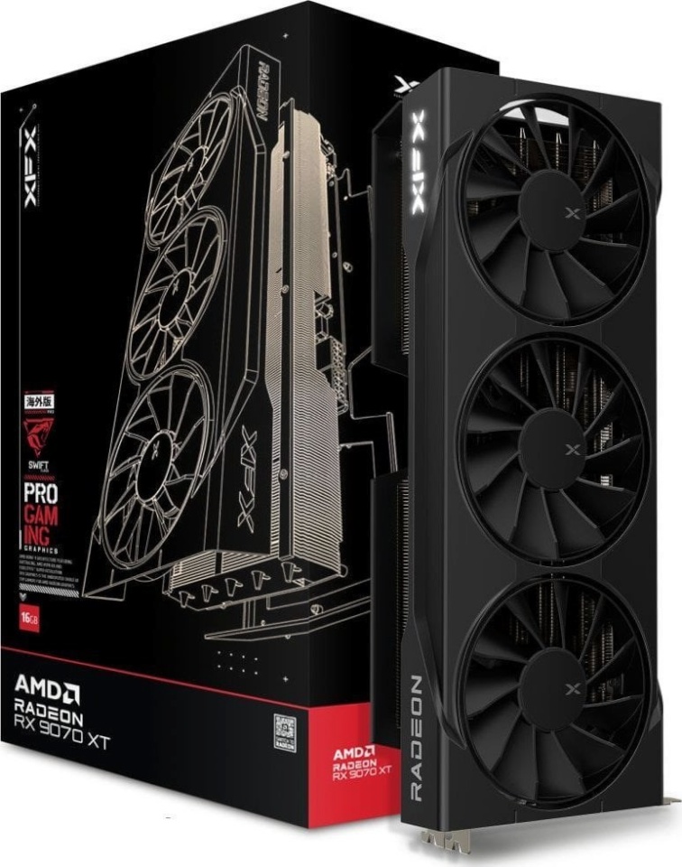 XFX videokaart Radeon RX 9070 XT Swift (must, RDNA4, GDDR6, 3x DisplayPort, 1x HDMI 2.1)