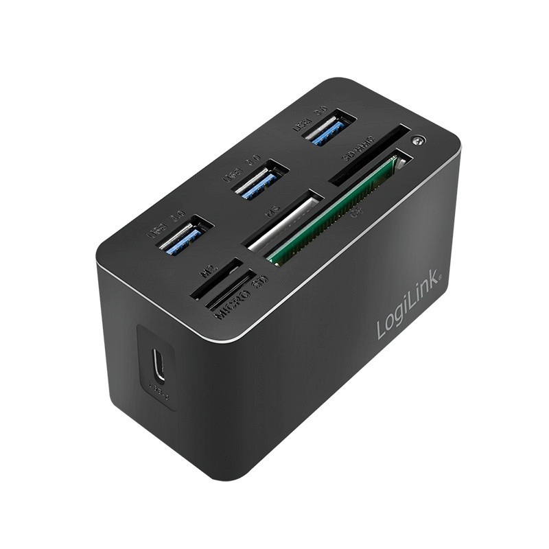 LogiLink mälukaardilugeja USB3.2 Gen 1 docking sta tion, 8-port, mini,blac