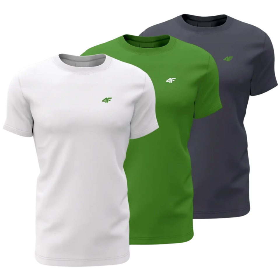 4F T-särk meestele M1895 3pak tumesinine, roheline, valge 4FWSS24TTSHM1895 90S 5XL