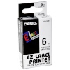 Casio etiketiprinteri etiketid XR-6 WE 6 mm must on valge