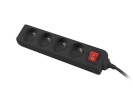 Lanberg pikendusjuhe Power strip 1.5m, must, 4 sockets, with switch, cable made of solid copper