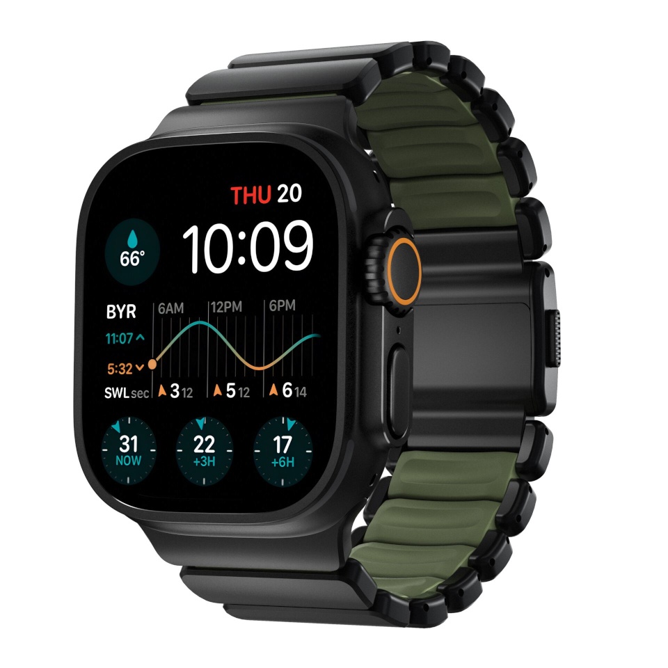 Nomad kellarihm Stratos Band Titanium must 49mm Forest