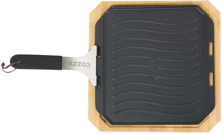 Cozze malmpann Cast Iron Pan Double-Sided with Bamboo Base, 330 x 330mm