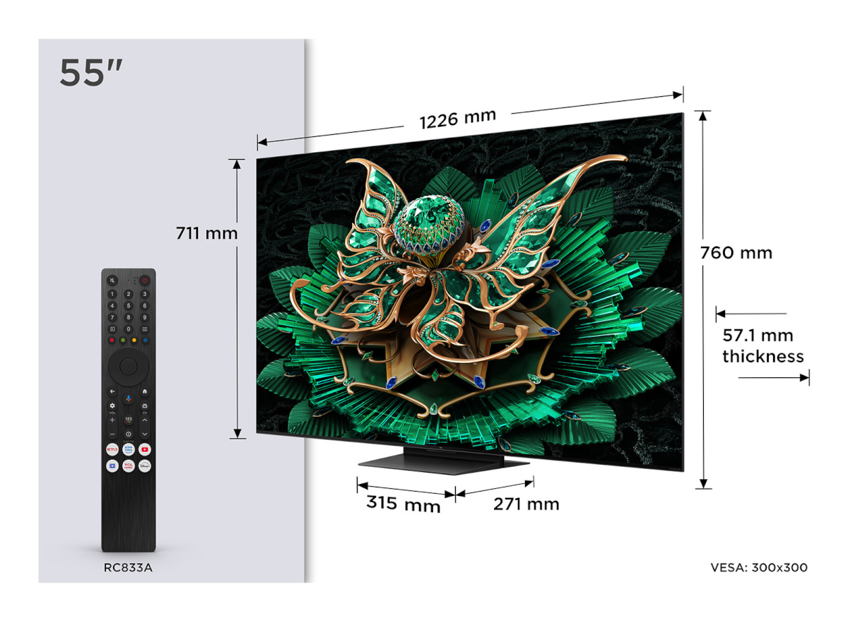 TCL-televiisor 55" C7K – 4K QD Mini-LED Google TV