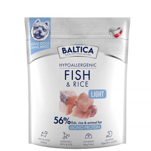 Baltica kuivtoit koerale Nutraceutic Hypoallergenic Light S Fish with Rice, 1kg