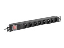 Lanberg Power Distribution Unit (PDU) 19" 1U 16A 2m 8x French Outlets | PDU-08E-0200-BK