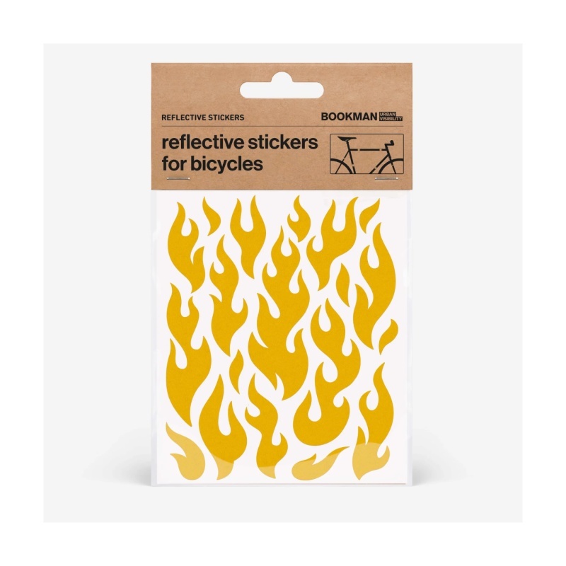 Bookman Helkurkleepsud jalgrattale Reflective Stickers for Bicycles, Yellow Flames
