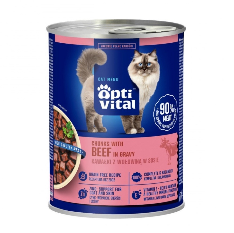 Optivital kassitoit Beef in gravy - Wet Cat Food- 415g