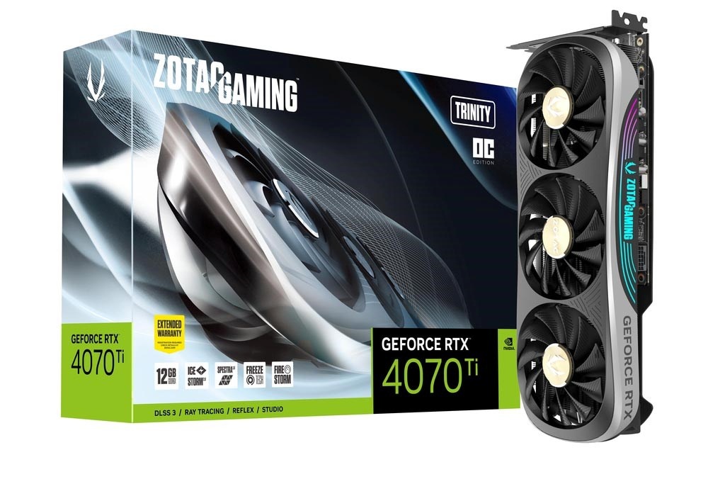 ZOTAC videokaart nVidia GeForce RTX 4070 Ti Gaming Trinity OC 12GB GDDR6X, ZT-D40710J-10P