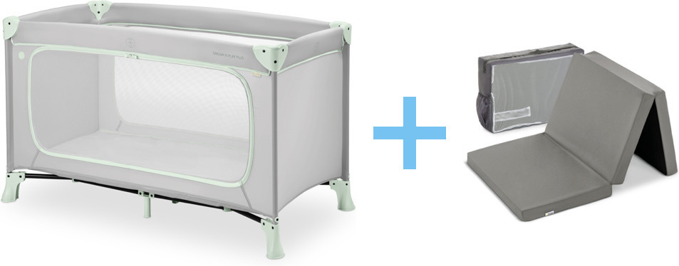 Haucki reievoodi Dream N Play Plus, tolmune piparmünt + magamismadrats, 60 x 120 cm, hall