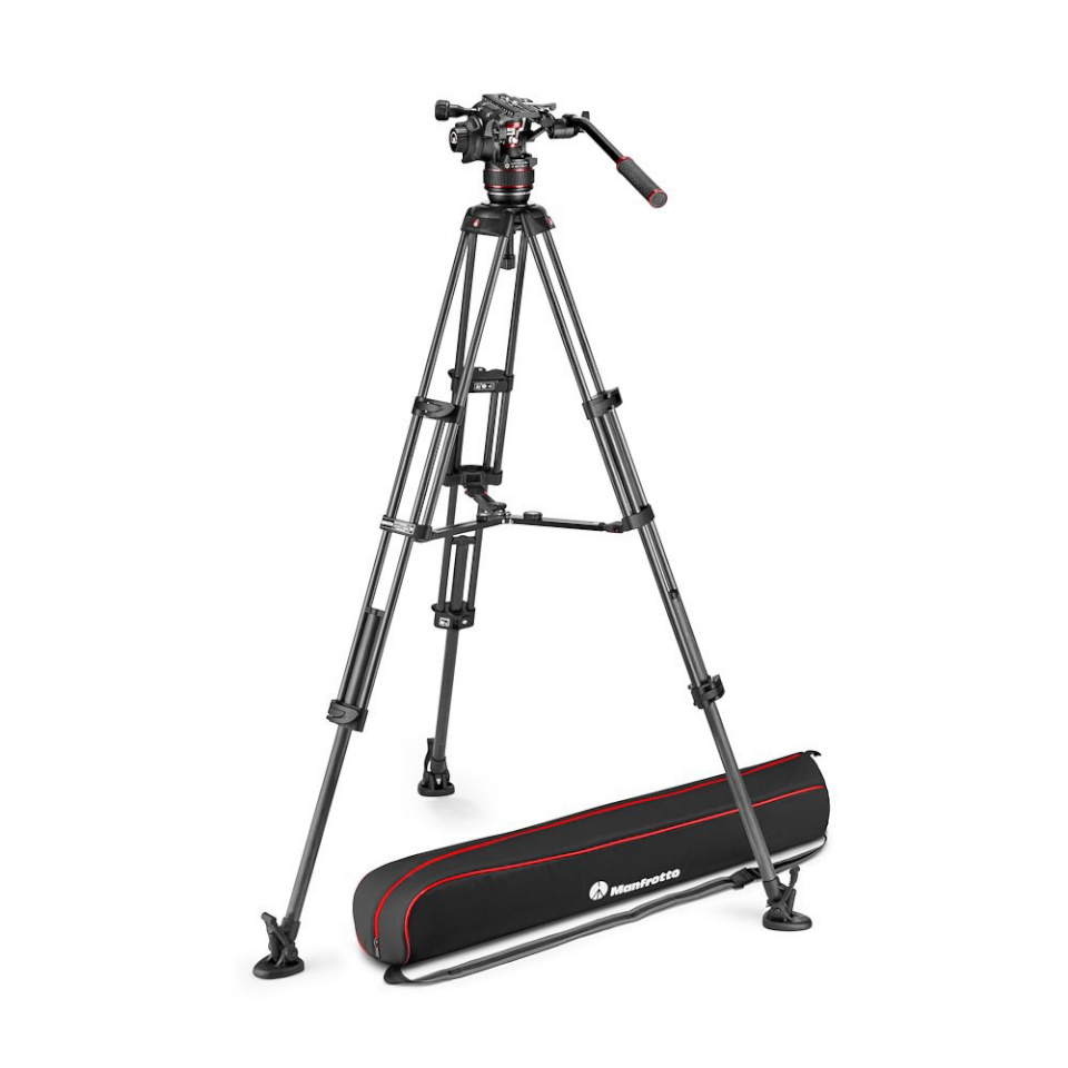 Manfrotto Nitrotech 608 fluidpea + süsinikkiust videostatiiv jaoturiga