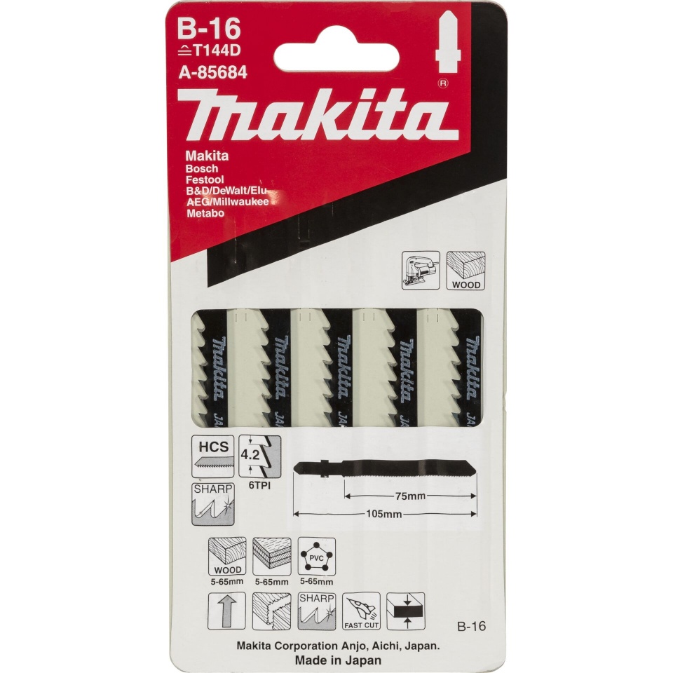 Makita tikksae tera A-85684 Jigsaw Blade B-16