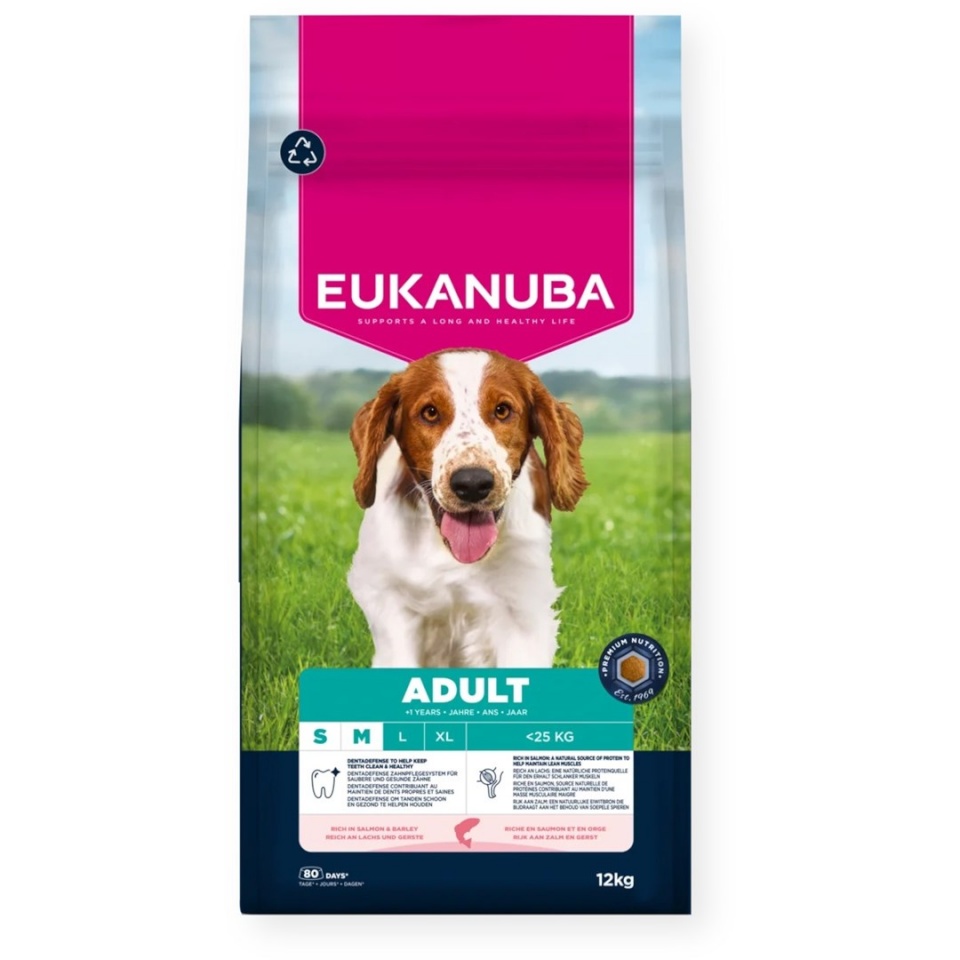 Eukanuba kuivtoit koerale Adult Small/Medium Salmon & Barley, 12kg