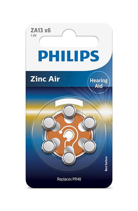 Philips patarei ZA13 1.4 V 6 tk Zinc Air (PR48)
