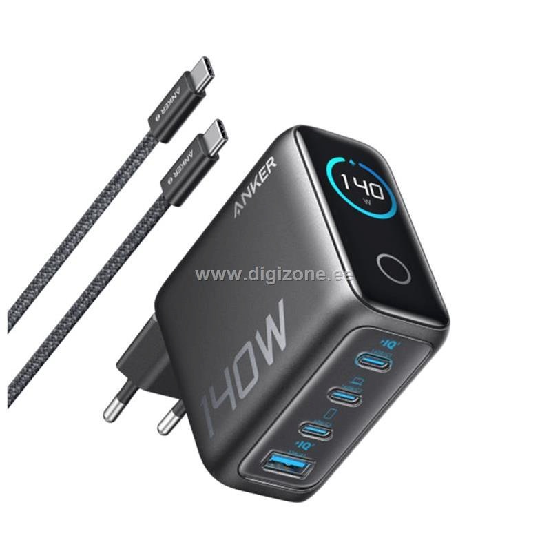 Anker vooluadapter AC adapter, GaN, 4-Port, PD 3.1, 5-20V/140W