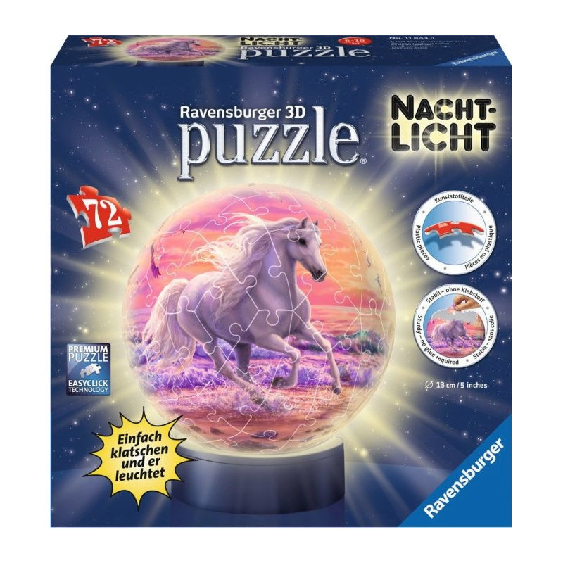 Ravensburger pusle 3D Night Ligth Horses on a Beach 72-osaline 118434