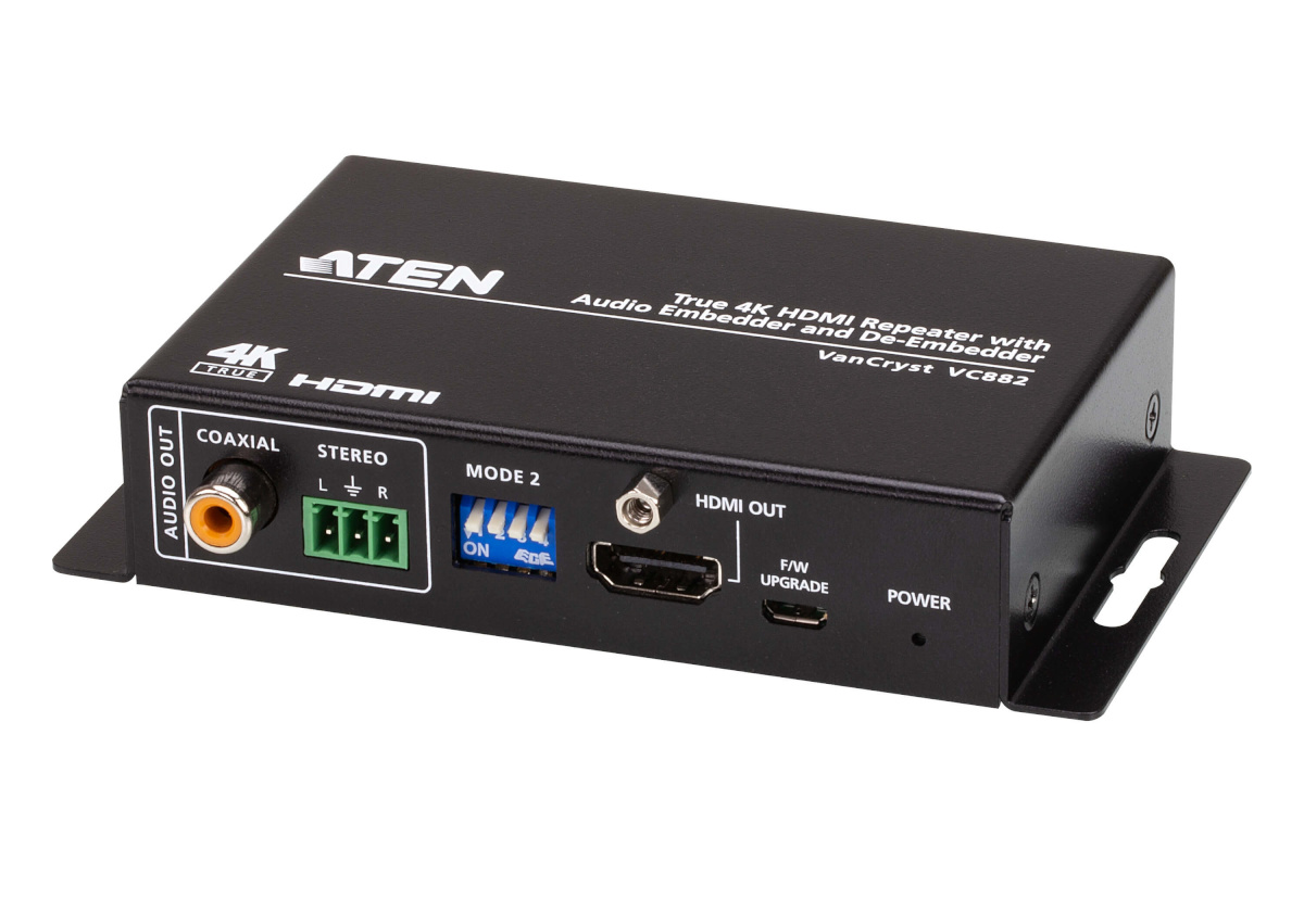 Aten True 4K HDMI Repeater with Audio Embedder and De-Embedder | VC882