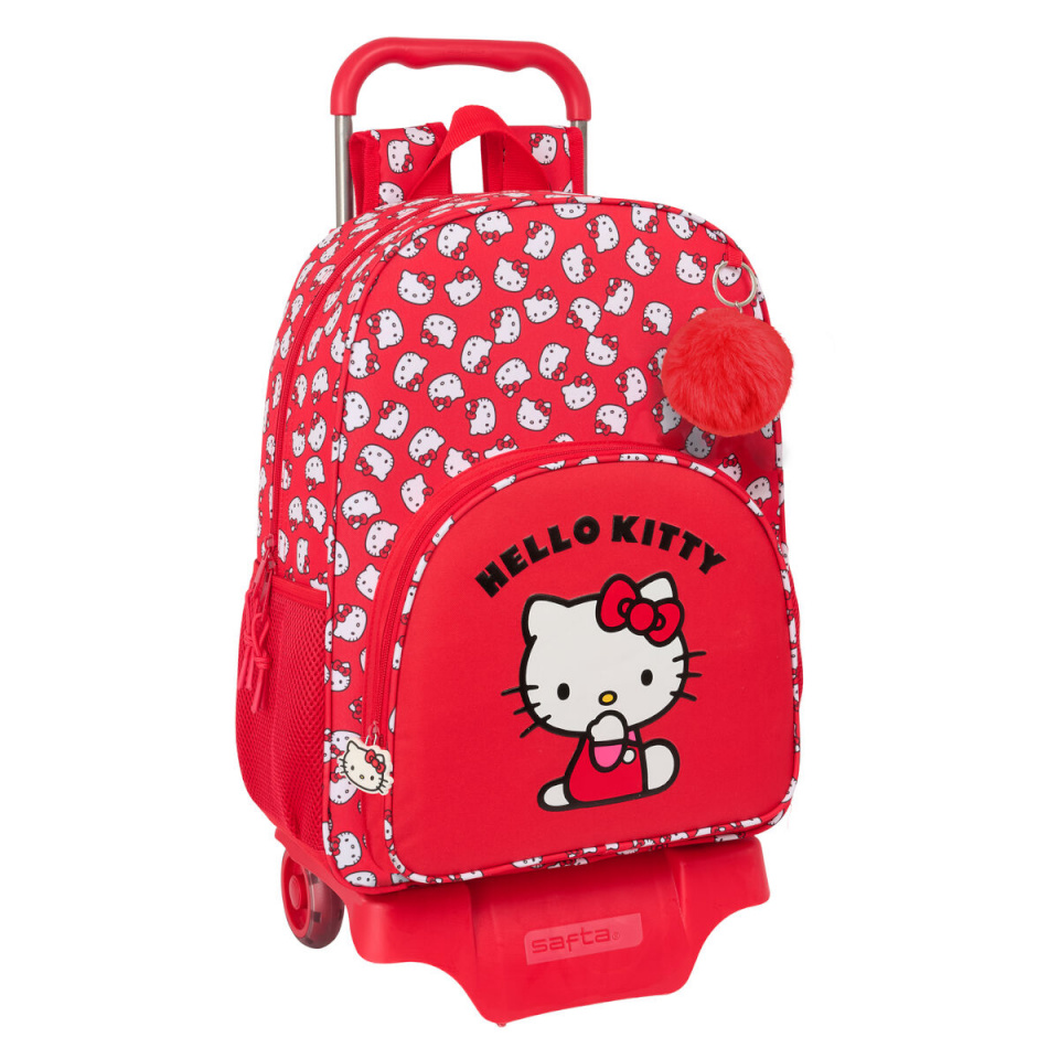 Hello Kitty ratastega koolikott Iconic valge punane 33x42x14cm