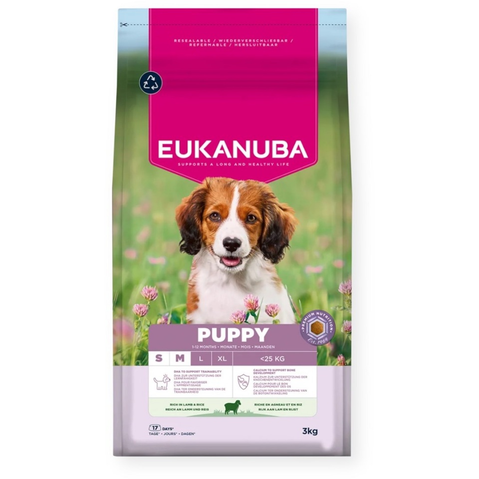 Eukanuba kuivtoit koerale Puppy Small/Medium Lamb & Rice, 3kg