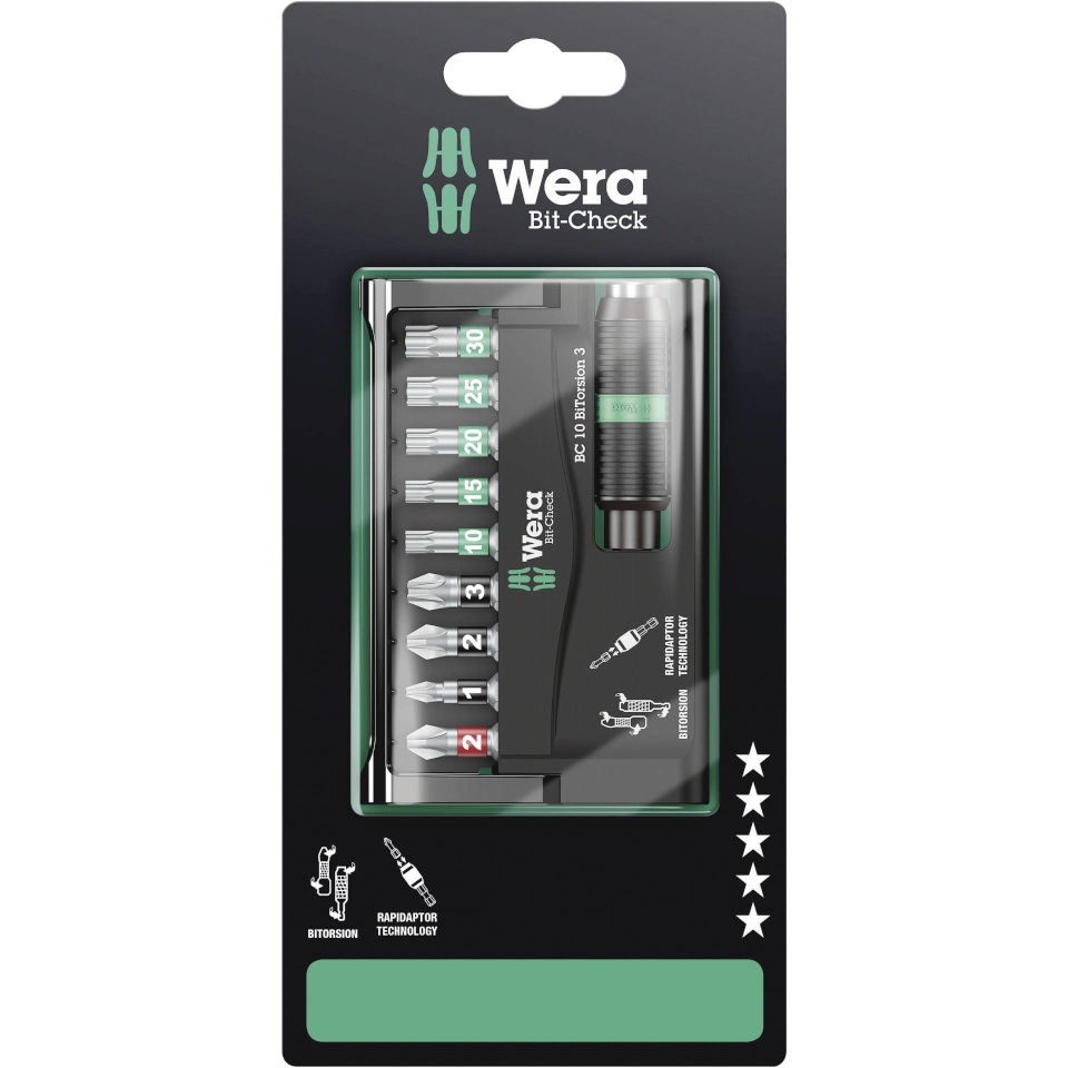 Wera kruvikeerajate komplekt Bit-Check 10 BiTorsion 3 SB