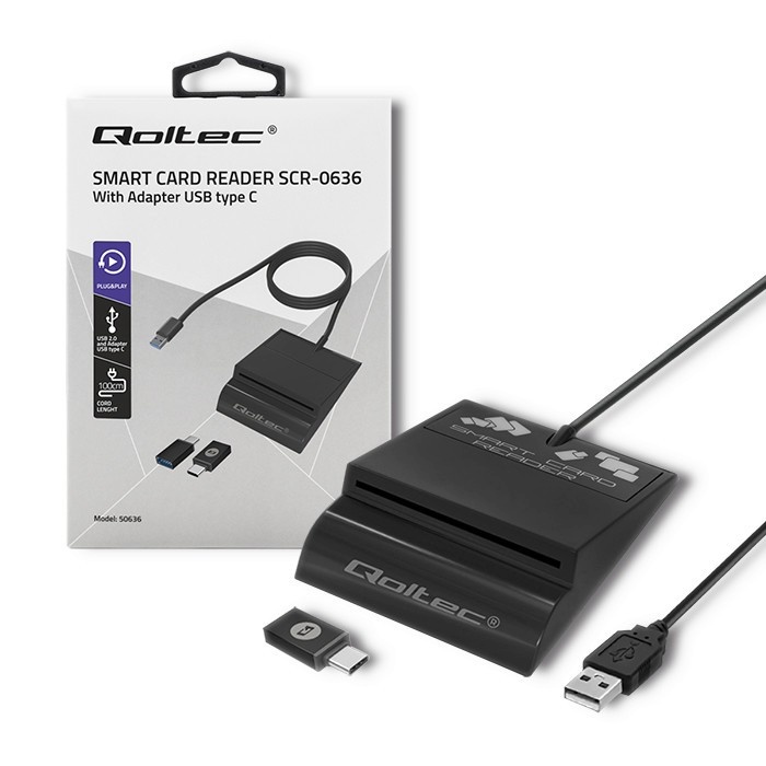 Qoltec ID kaardilugeja Intelligenst Smart Card Reader, USB type C