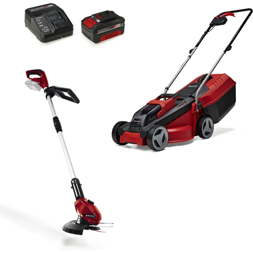Einhell muruniiduk akutoitega 4326623 Cordless Lawn Mower Set GE-CM 18/30 + Grass Trimmer GE-CT 18, punane/must