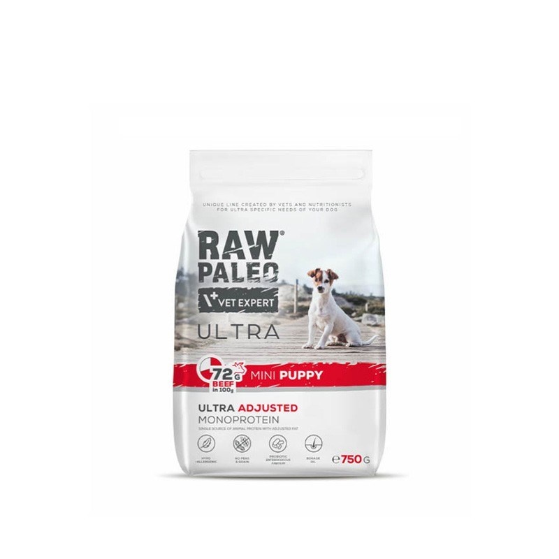 Vetexpert kuivtoit koerale Raw Paleo Ultra Mini Puppy Beef, 750g