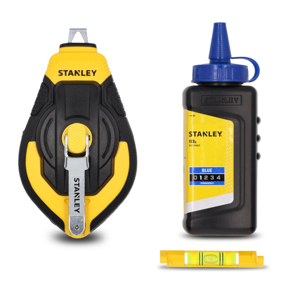 Stanley STHT47312-0 30M 3:1 Comfort Grip Reel Kit With sinine Chalk and Line Level