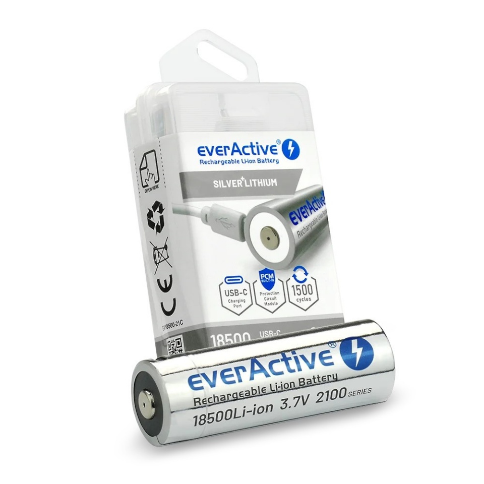 everActive patarei Rechargeble 18500 3,7V Li-ion 2100 mAh USB-C