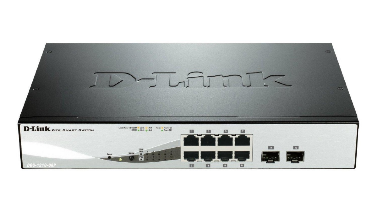 D-Link switch DGS-1210 Series Smart Managed Gigabit Switches DGS-1210-08P Managed L2, Desktop/Rackmountable