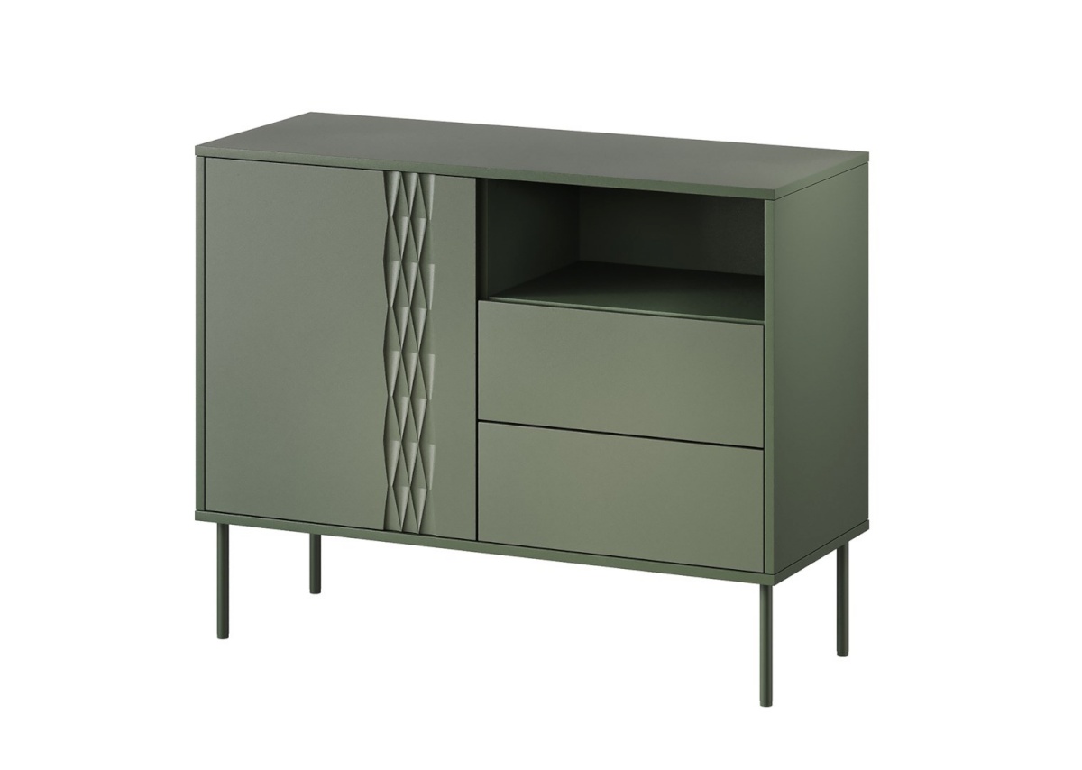 Cama Meble puhvetkapp 1D2S TRESSE chest of drawers 100x40x75 matte roheline
