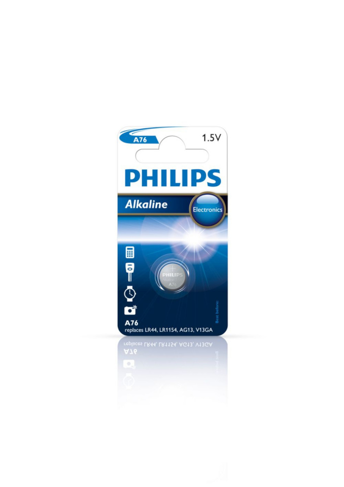Philips patarei A76 1.5 V Alkaline (LR44 / LR1154)