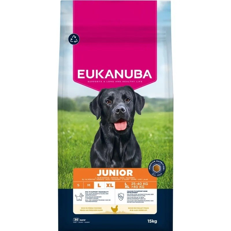 Eukanuba kuivtoit koerale Premium Nutrition Puppy Junior & Giant Breed Chicken, 15kg
