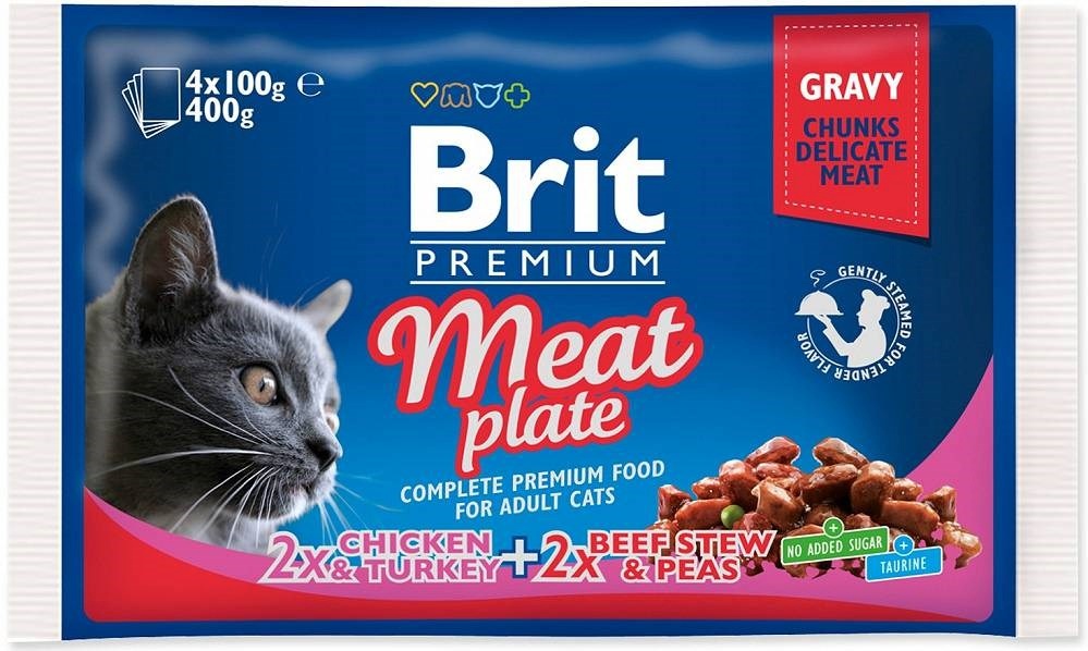 Brit kassitoit Premium Cat Meat Plate - Wet Cat Food- 4x100g