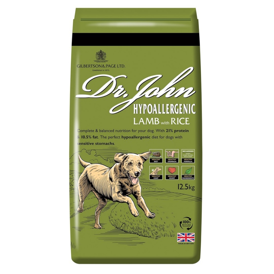 Dr. John kuivtoit koerale Hypoallergenic Lamb with Rice, 12,5kg