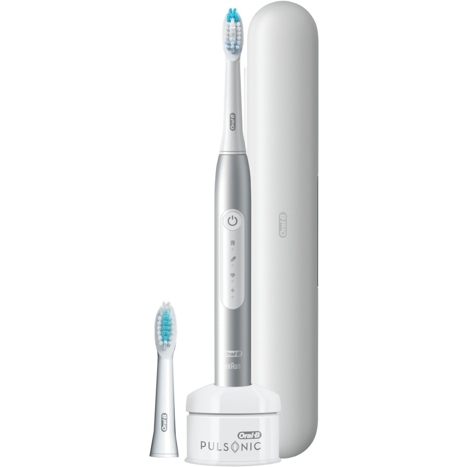 Braun elektriline hambahari Oral-B Pulsonic Slim Luxe 4500 Travel Edition, valge/hõbedane