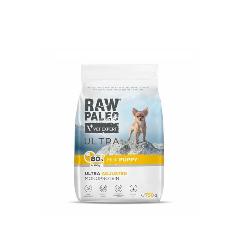 Vetexpert kuivtoit koerale Raw Paleo Ultra Mini Puppy Turkey, 750g