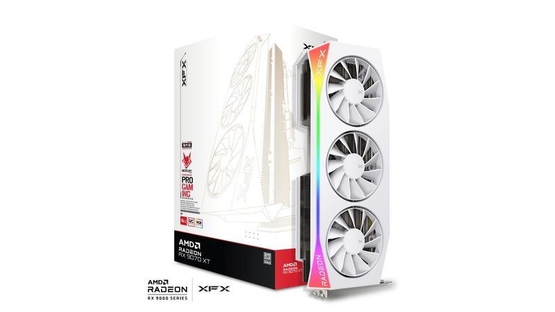 XFX videokaart Radeon RX 9070 XT OC Mercury RGB (valge, RDNA4, GDDR6, 3x DisplayPort, 1x HDMI 2.1)