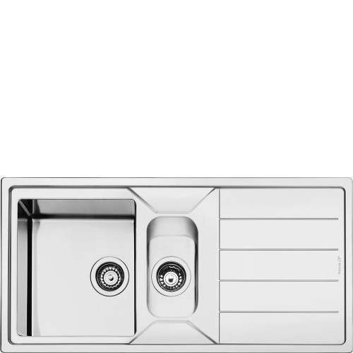 SMEG valamu LDR102-2 Mira, 100cm, pealt paigaldatav, nupuga, roostevaba teras