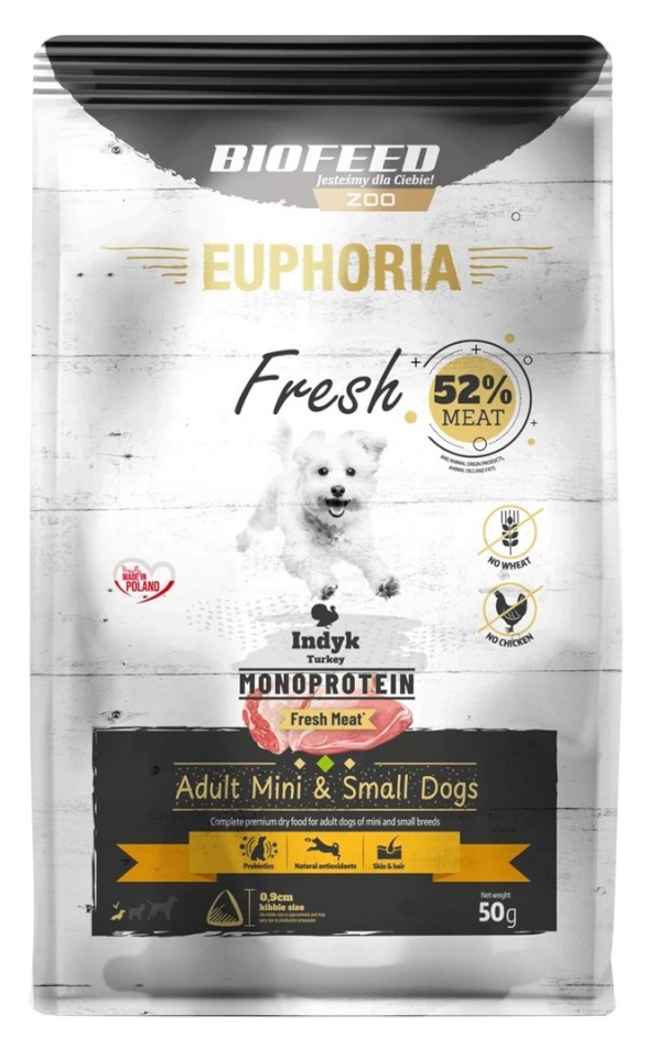 Biofeed kuivtoit koerale EUPHORIA Fresh Adult Monoprotein Turkey XS/S, 50g