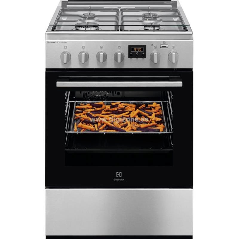 Electrolux gaasipliit elektriahjuga Steambake Gas Cooker with Electric Oven, 60cm, roostevaba teras