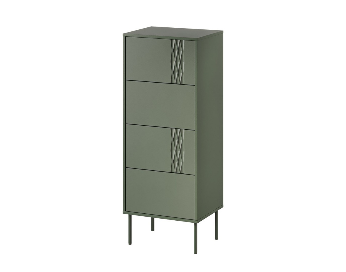 Cama Meble puhvetkapp 4S TRESSE chest of drawers 50x40x125 matte roheline