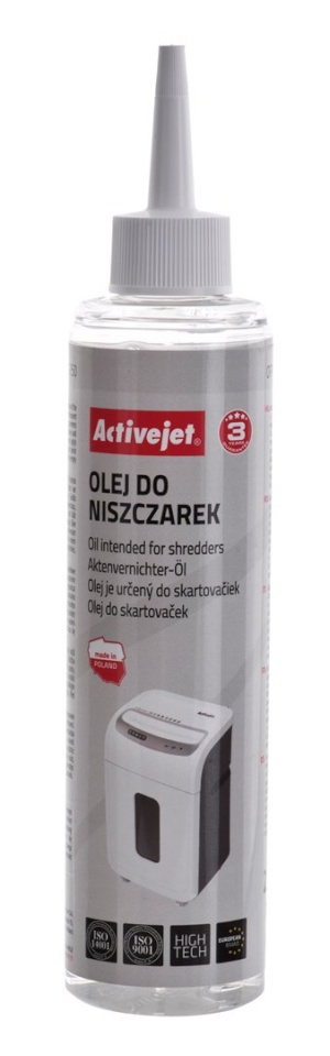 Activejet õli paberipurustajale ASO-250 Shredder Oil 250ml