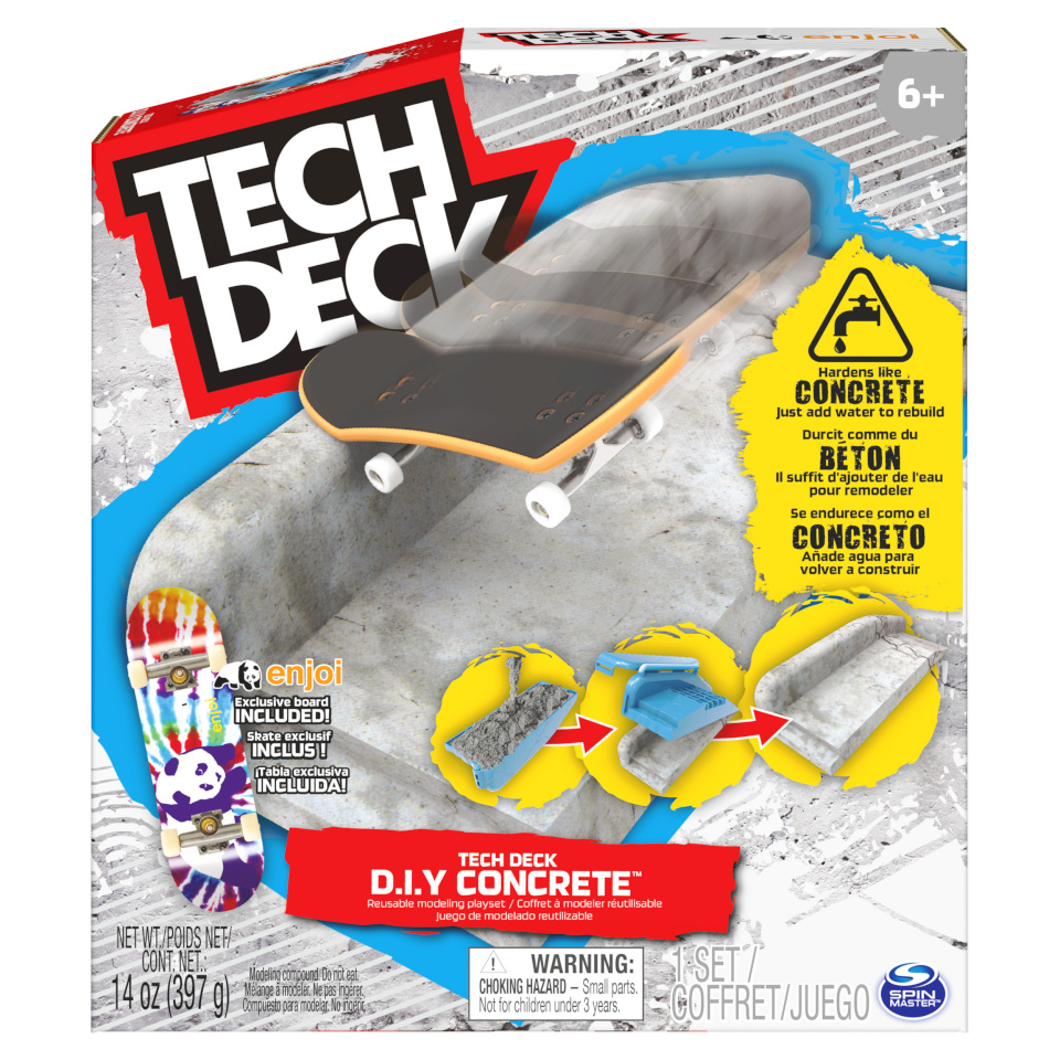 Tech Deck näpurula ramp Build Your Own Concrete Fingerboard Ramp (Multicolor, Reusable Concrete, Includes Fingerboard)
